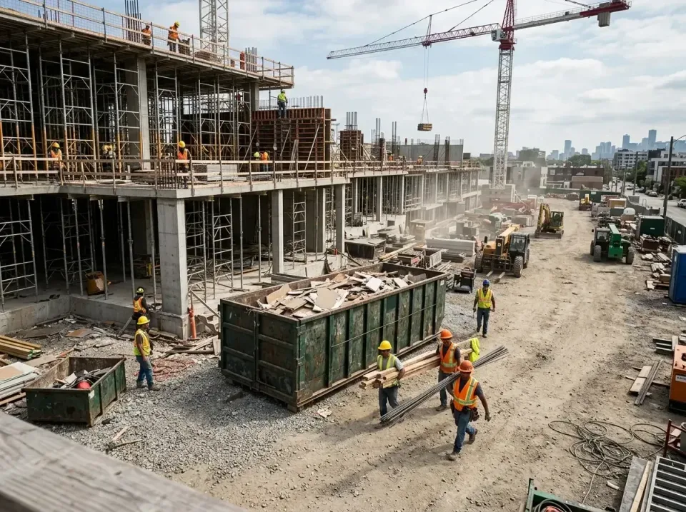commercial-construction-site-w-002 — frequently asked questions, Low Cost Construction Dumpster Rental in Norwood Young Amer…